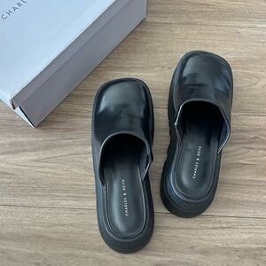 Charles & Keith Black Mules Sz7